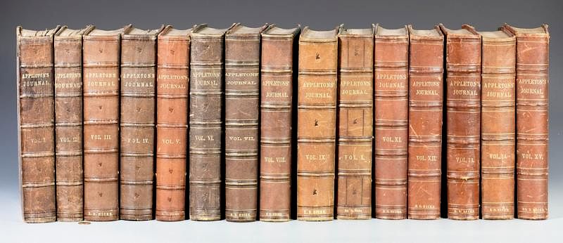 Appraisal: Set Appleton's Journals First vol run DICKENS Charles HUGO Victor