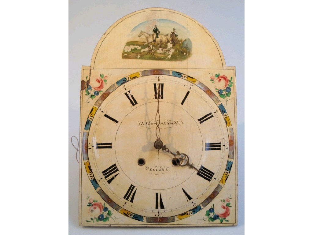 Appraisal: A thC painted dial wall clock with figures on horseback