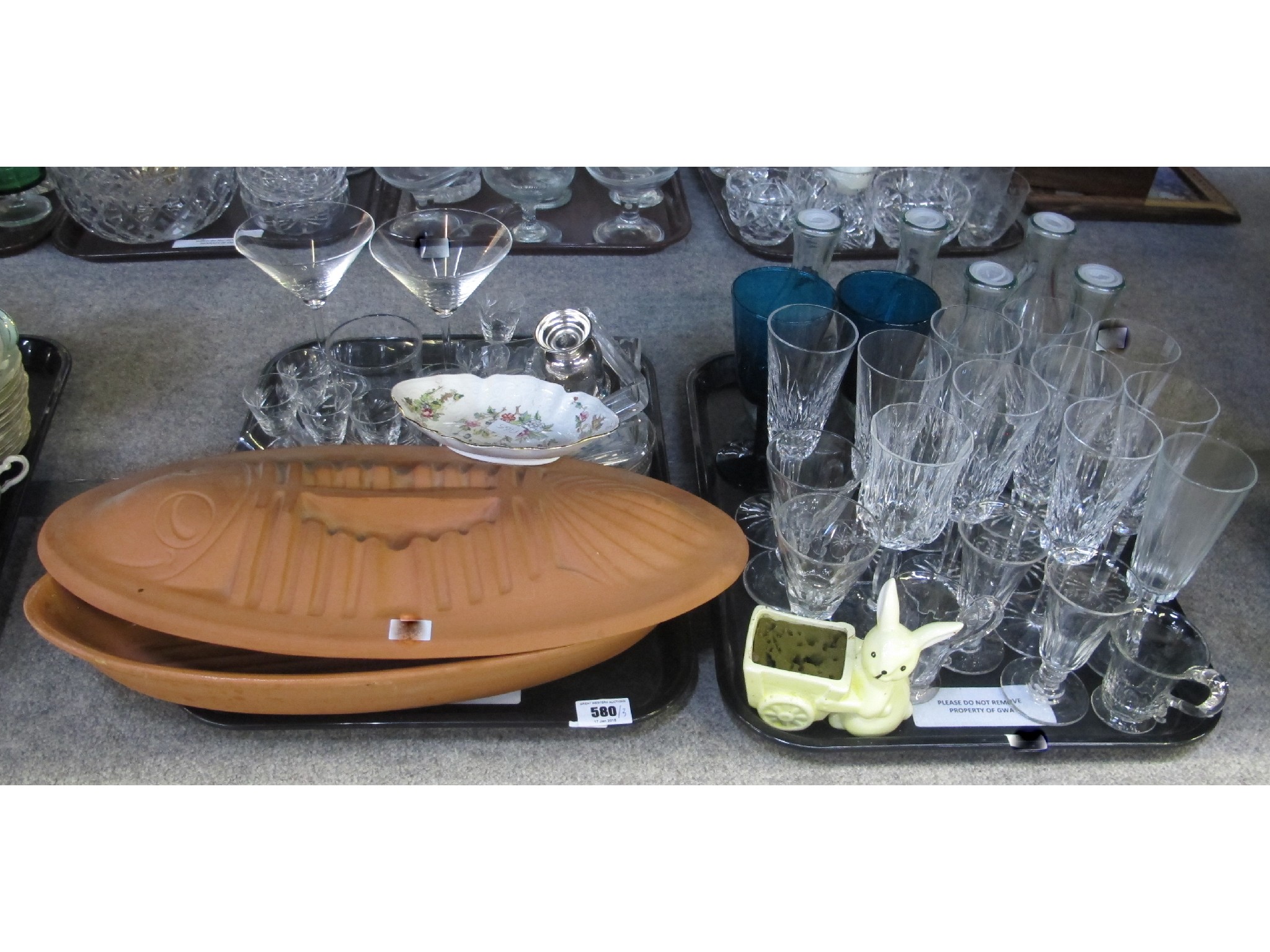 Appraisal: Assorted glassware boxed plates Thermos flask etc