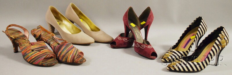 Appraisal: Four Pairs of Lady's Shoes Bruno Magli Amano Charles Jourdan