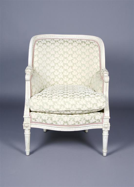 Appraisal: A Louis XVI Style Fauteuil Height inches