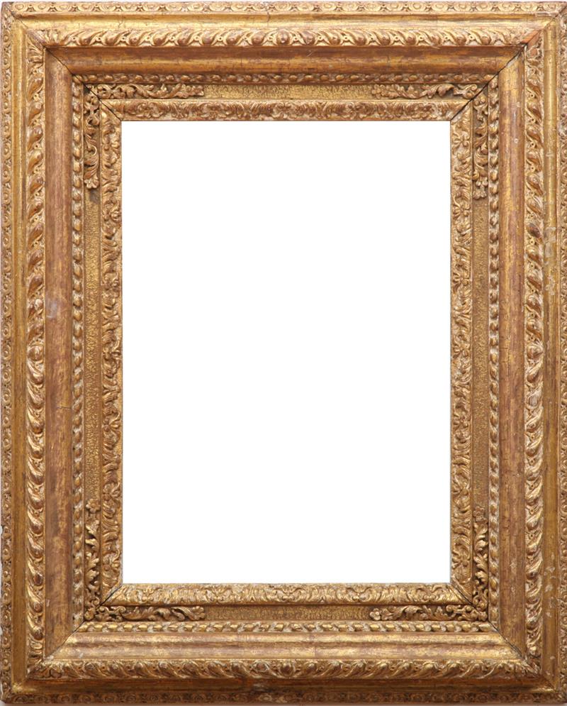 Appraisal: ENGLISH GILTWOOD AND GESSO PICTURE FRAME Pastel molding raking knull