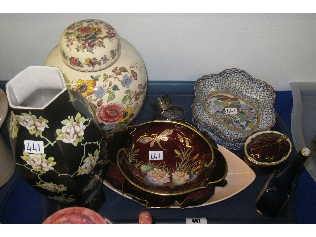 Appraisal: Lot comprising Masons ginger jar Carlton Ware Rouge Royal dishes