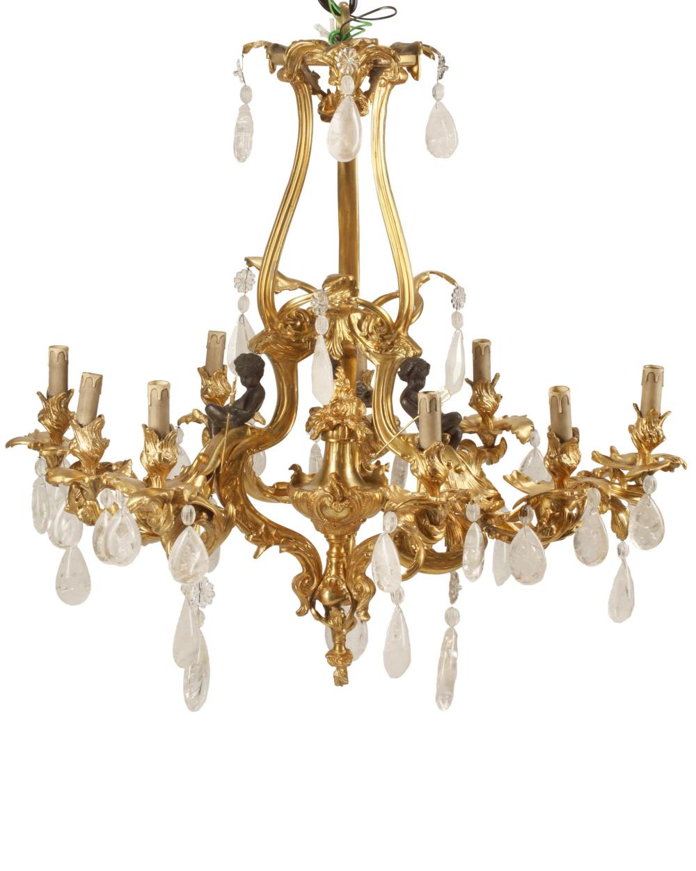 Appraisal: A FRENCH GILT-BRONZE CHANDELIERA French gilt-bronze chandelier th century The