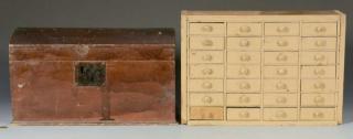 Appraisal: Apothecary Cabinet and Box st item Miniature domed chest or