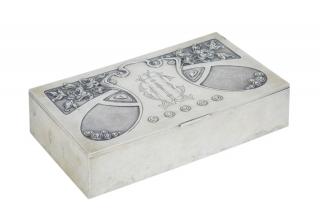 Appraisal: A RUSSIAN SILVER ART NOUVEAU CIGAR BOX MARKED GR IN