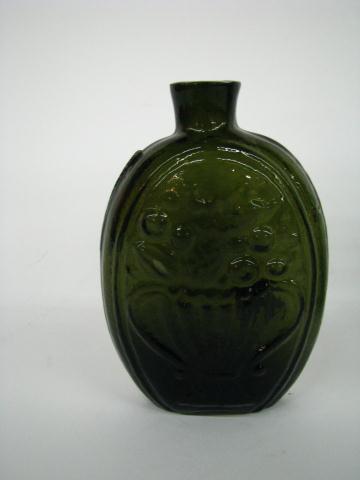 Appraisal: Antique flask black glass Cornucopia with open pontil pint small