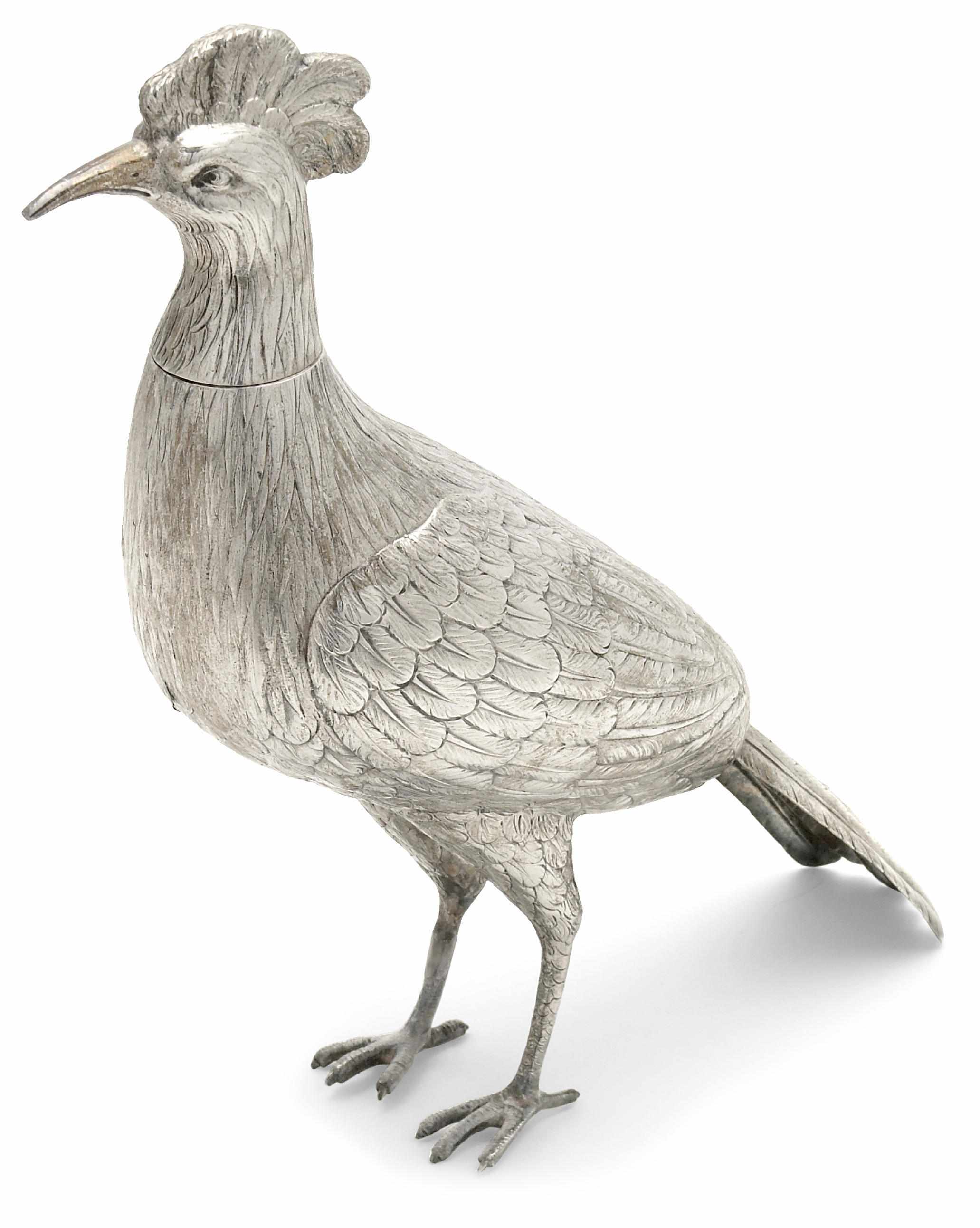 Appraisal: A German silver figural vessel as a standing bird Karl