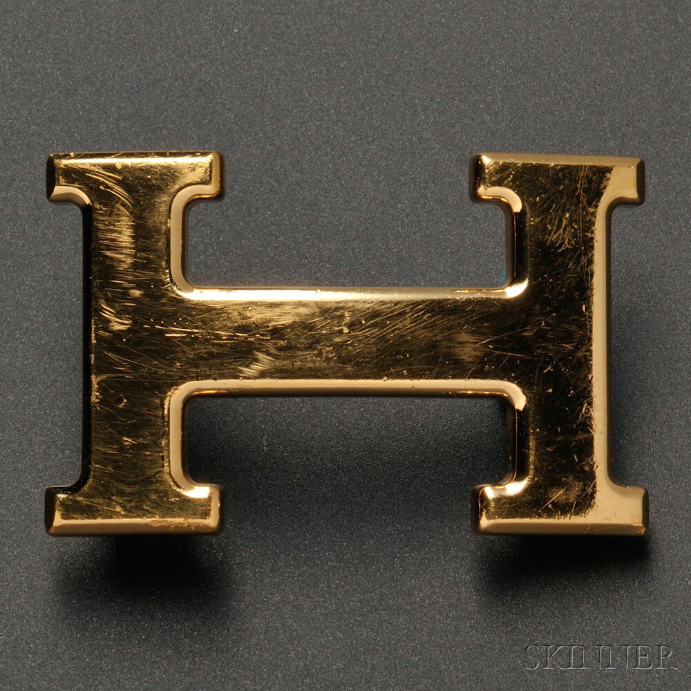 Appraisal: Hermes Gold-tone Belt Buckle impressed maker's mark to one side