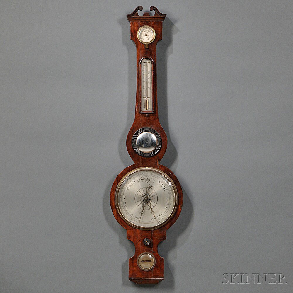 Appraisal: C A Canta Son Mahogany Wheel Barometer th century swan's