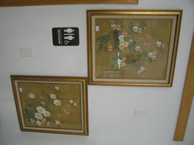 Appraisal: Pair of Oriental Prints of Butterflies Flowers