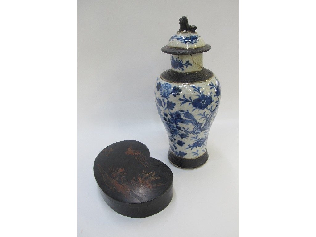 Appraisal: Chinese blue and white jar and lid def and a