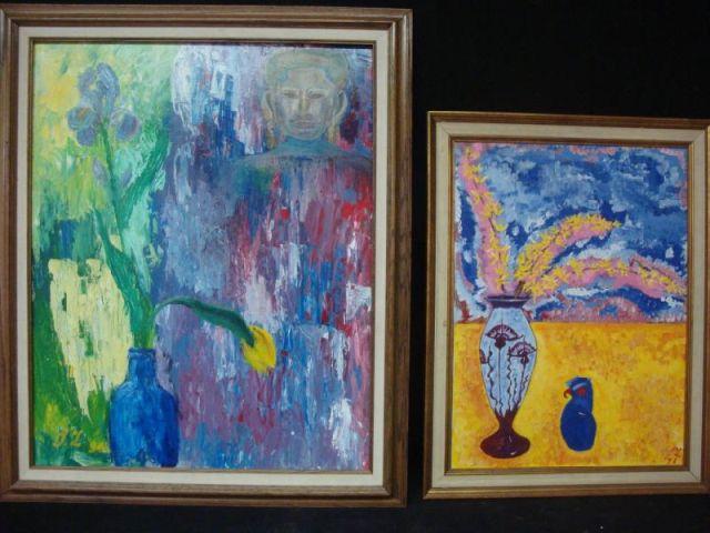 Appraisal: LUFTIG Ida Two O Cs Blue Owl Still Life Modernist