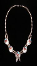 Appraisal: Modern Native American Sterling Necklace A lovely hollow beaded necklace