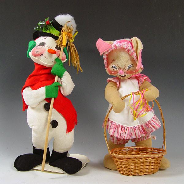 Appraisal: LARGE ANNALEE HOLIDAY DOLLS Easter and Christmas felt dolls made