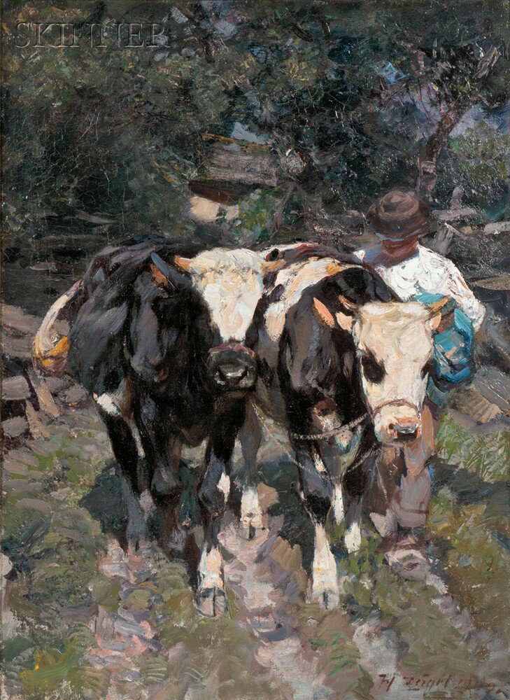 Appraisal: Heinrich Johann von Z gel German - Farmer with Cows