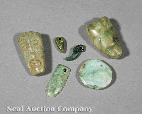 Appraisal: A Group of Six Mixtec Carved Stone Ornaments Beads c