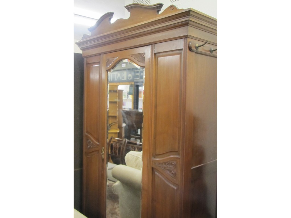 Appraisal: Edwardian mahogany mirror door wardrobe with matching dressing chest