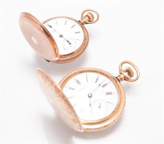 Appraisal: Two gold-filled pocket watches Elgin hunting-case pocket watch movement marked