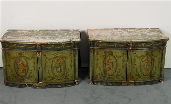 Appraisal: Two Paint Decorated Neo-Classical Cabinets each with a bowed and