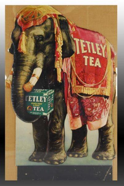 Appraisal: Tetley Tea Die-Cut Cardboard Poster Description Heavy window display item