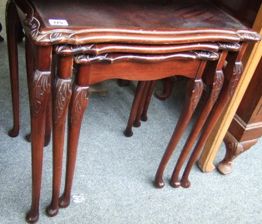 Appraisal: A nest of three th century mahogany occasional tables each