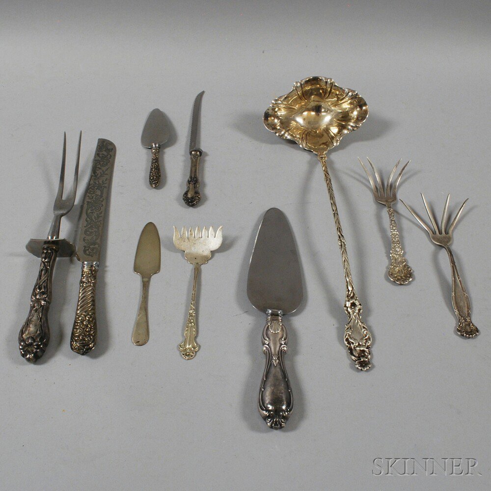 Appraisal: Ten Sterling Silver and Silver-handled Flatware Serving Pieces including a