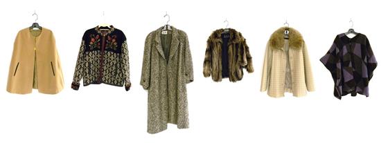 Appraisal: TEXTILES Six designer coats including Saks Fifth Ave Calvin Klien