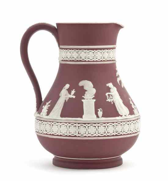 Appraisal: A Wedgwood Crimson Jasperware Etruscan Pitcher circa of baluster form