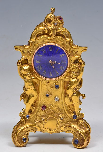 Appraisal: A SMALL SILVER GILT PROBABLY FRENCH DESK CLOCK with watch