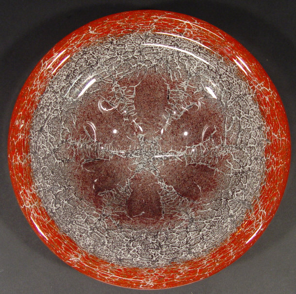 Appraisal: WMF Ikora Schaumglas bowl with blood red and plum colouring