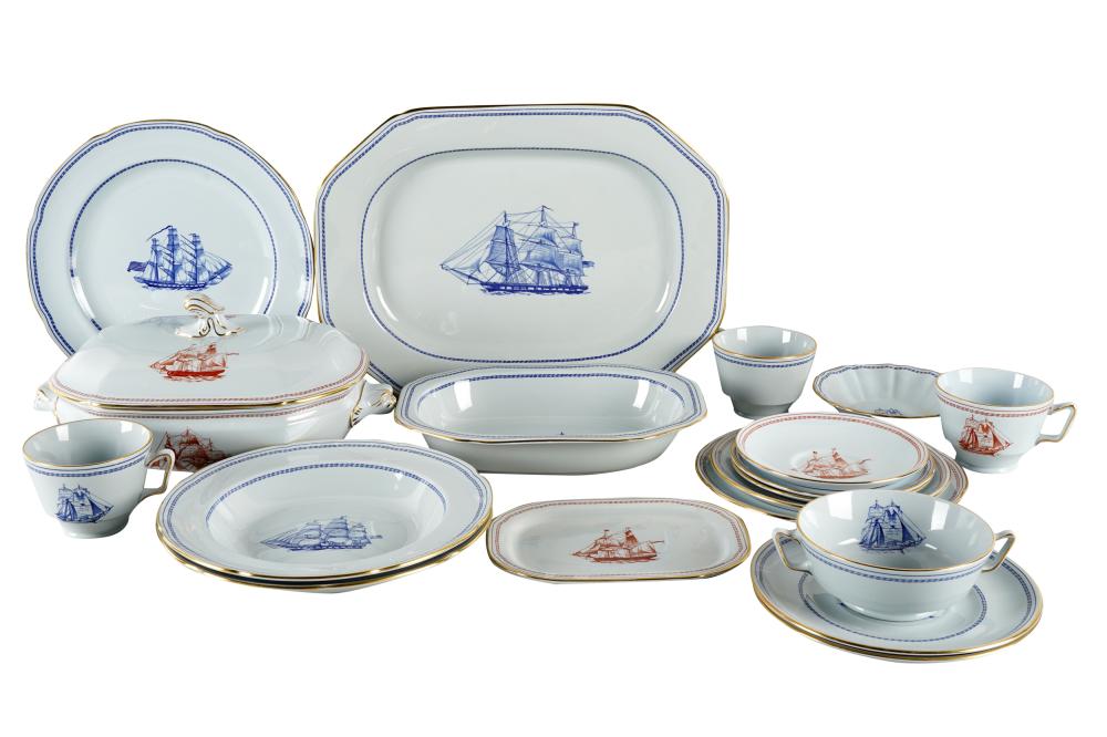 Appraisal: SPODE 'TRADE WINDS' DINNER SERVICETrade Winds in red and blue