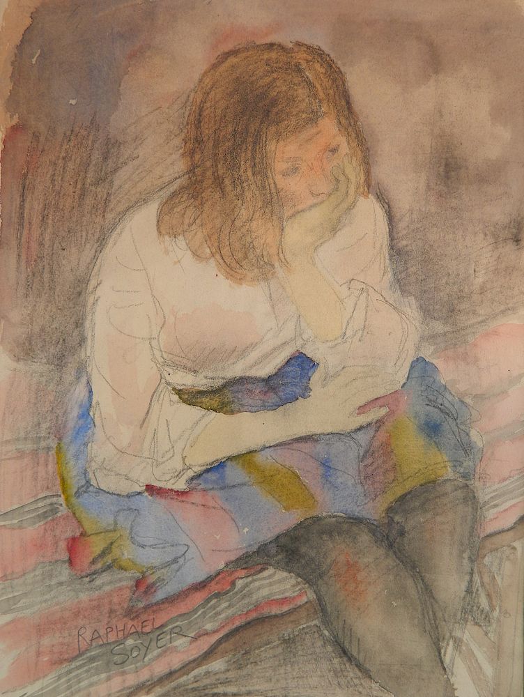 Appraisal: Raphael Soyer watercolor Raphael Soyer American - - ''Problem''- watercolor