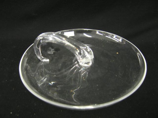 Appraisal: Steuben Crystal Tid Bit Tray unusual handle emerging from center