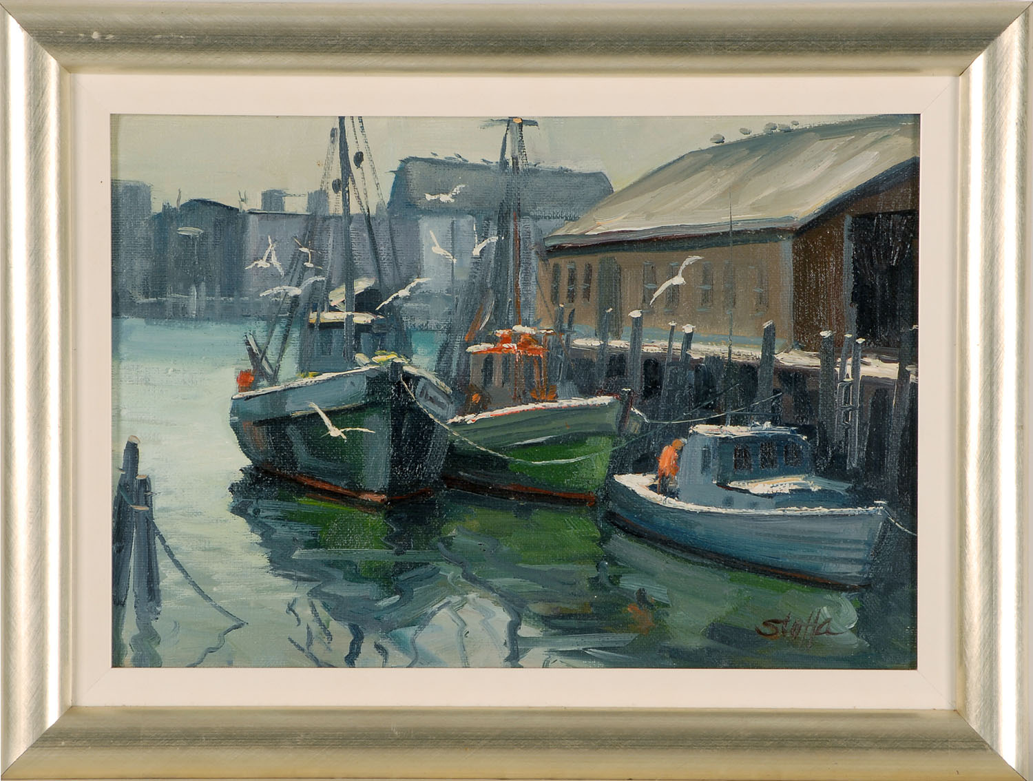 Appraisal: MICHAEL STOFFAAmerican - North shore harbor scene Signed lower right