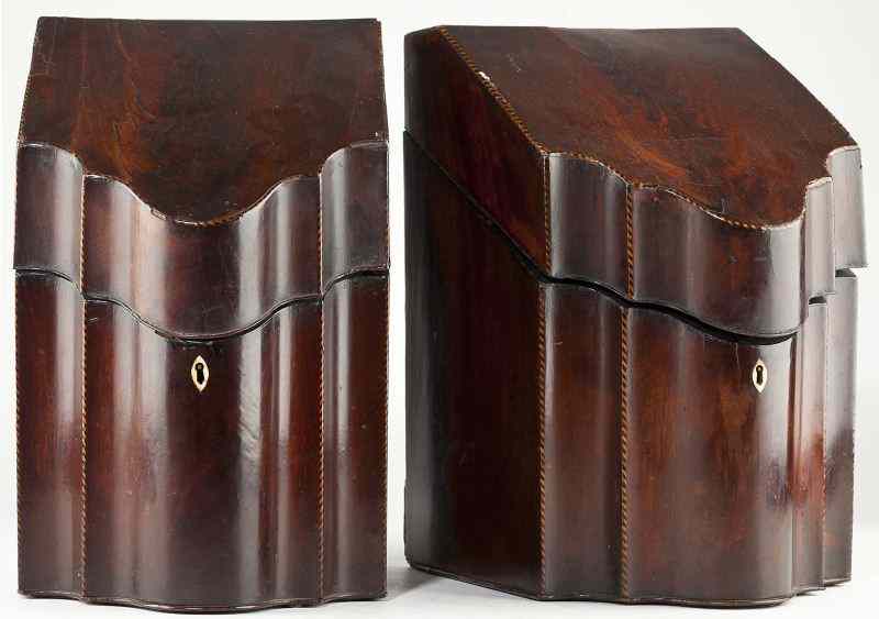 Appraisal: Pair of George III Knife Boxes with Cutleryearly th century