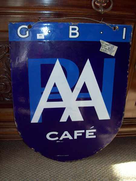 Appraisal: AN ENAMEL CAFE ADVERTISING SIGN - INITIALLED GBI