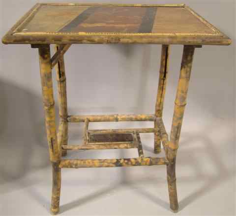 Appraisal: VINTAGE CHINESE BAMBOO SIDE TABLE the rectangular top painted with