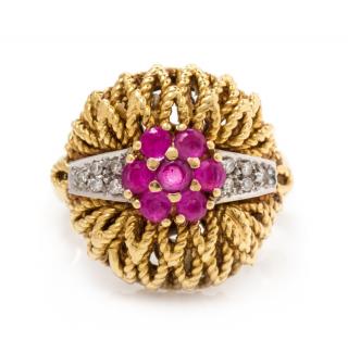 Appraisal: An Karat Yellow Gold Ruby and Diamond Ring dwts An