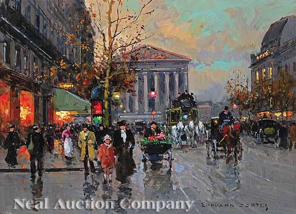 Appraisal: Edouard Cortes French - Parisian Street Scene oil on canvas