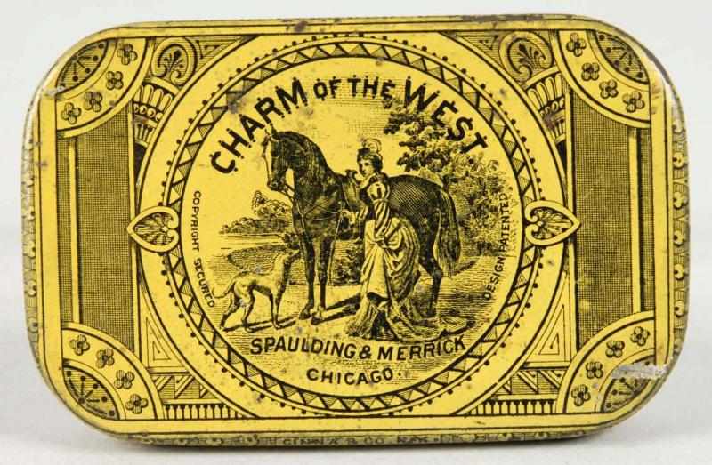 Appraisal: Early Charm of the West Pocket Tobacco Tin Description Manufactured