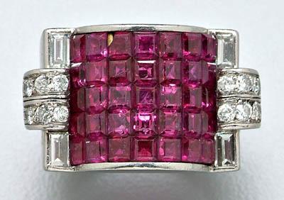 Appraisal: Van Cleef amp Arpels ruby ring invisibly set square faceted