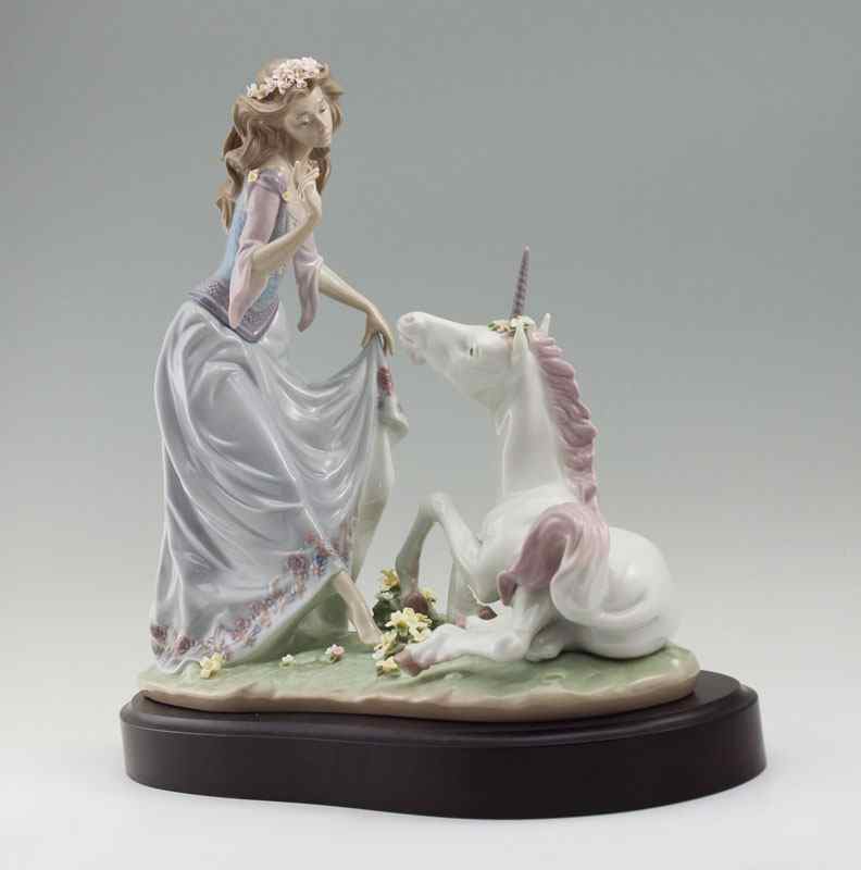 Appraisal: LLADRO PORCELAIN FIGURINE PRINCESS THE UNICORN Joan Coderch designer glazed