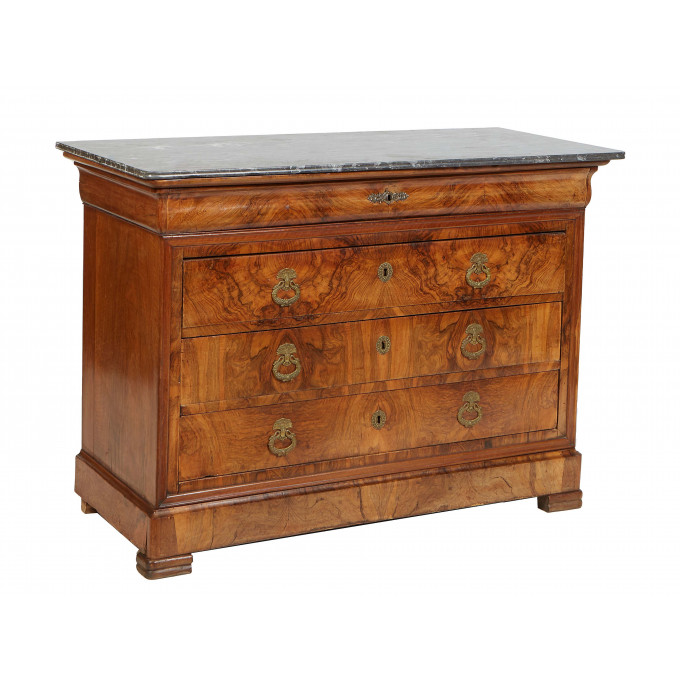 Appraisal: French Louis Philippe Carved Walnut Marble Top Commode th c