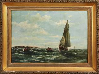 Appraisal: Continental School Boats in Rough Seas th c Continental School