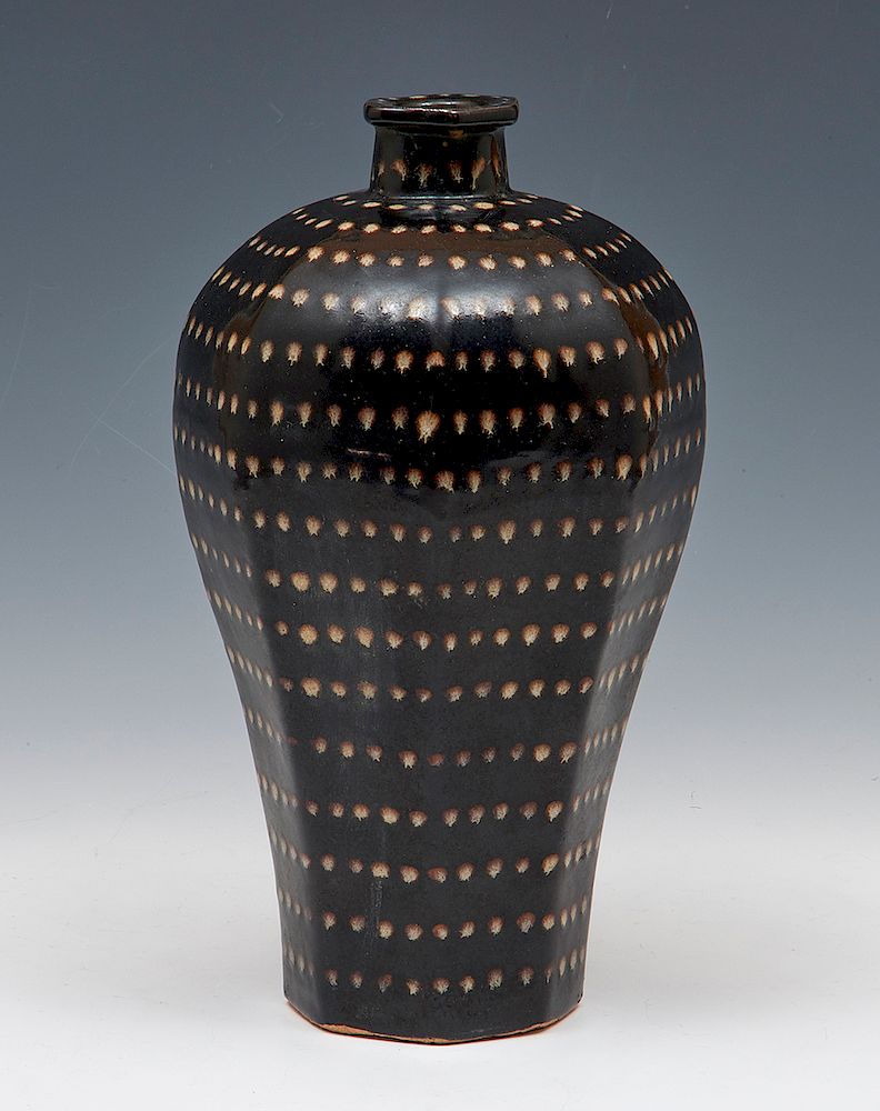 Appraisal: Ji-Chou Octagonal Spotted Meiping Vase Ji-Chou Octagonal Spotted Meiping Vase