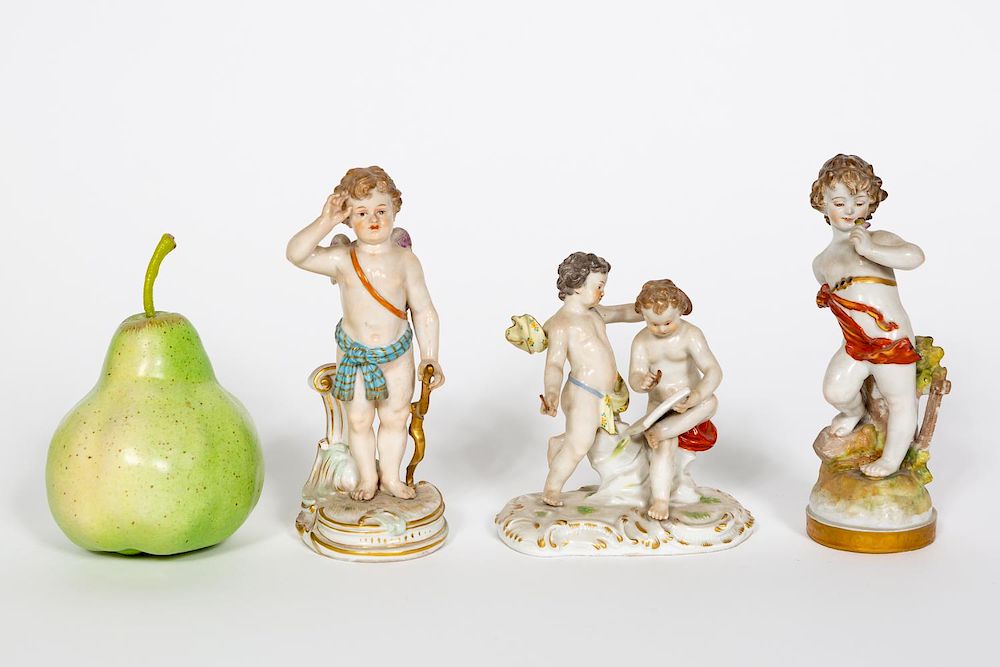 Appraisal: Three Meissen Volkstedt Porcelain Figurines th and th century Meissen