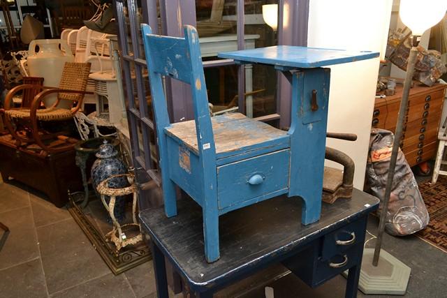 Appraisal: A RUSTIC BLUE PAINTED CHILDREN'S ARTISTS CHAIR OWNED BY LEONARD