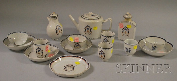 Appraisal: Fifteen-piece Chinese Export Porcelain Armorial-decorated Partial Tea Service