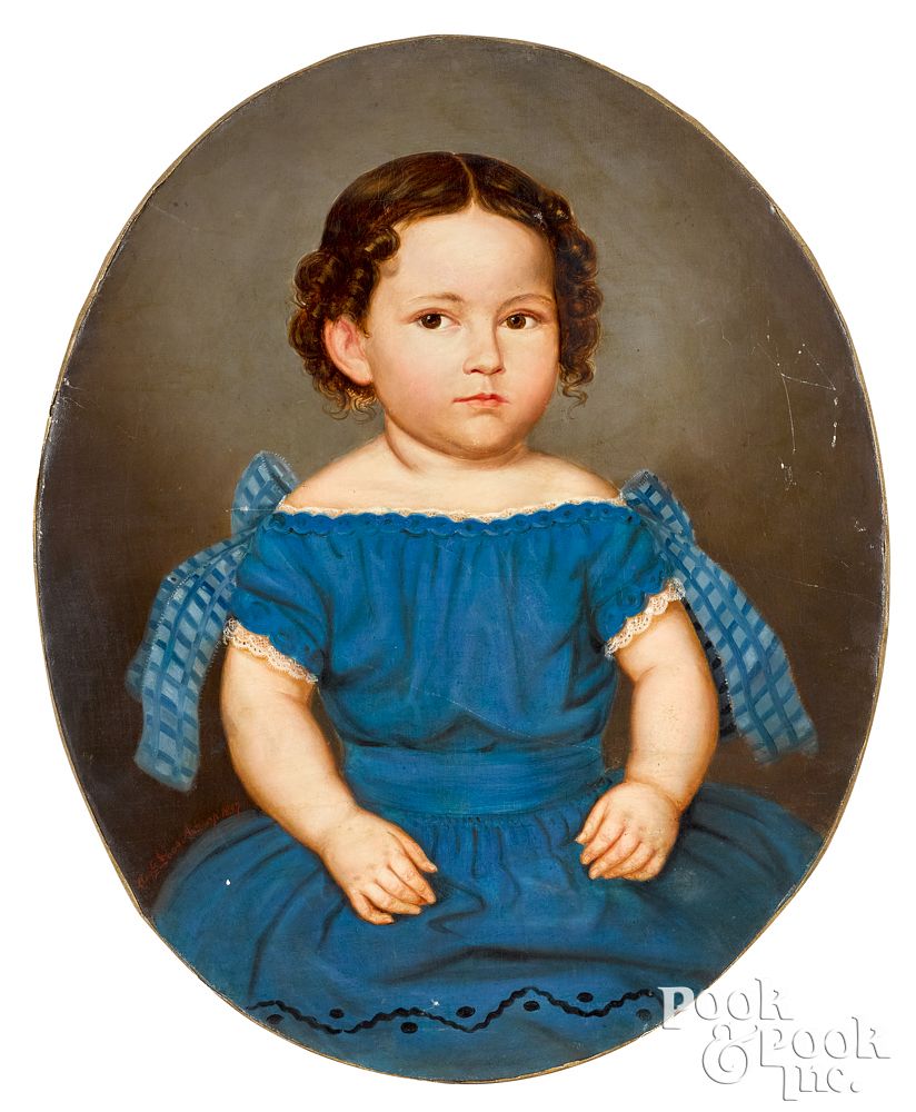 Appraisal: Belgian oil on canvas portrait of a child Belgian oil